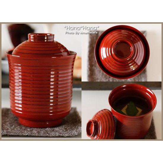 千筋 小吸物椀 蓋付き 7.5cm 根来(内朱) 漆器 和食器 汁椀 小さめ