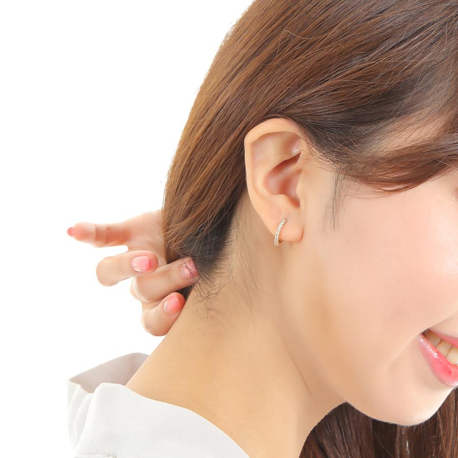 K10 フープ ピアス ダイヤモンド 0.2ct ゴールド エタニティ パヴェ