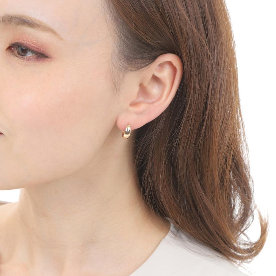 18金 フープピアス 月甲 5×13mm リング ピアス 両耳 レディース メンズ