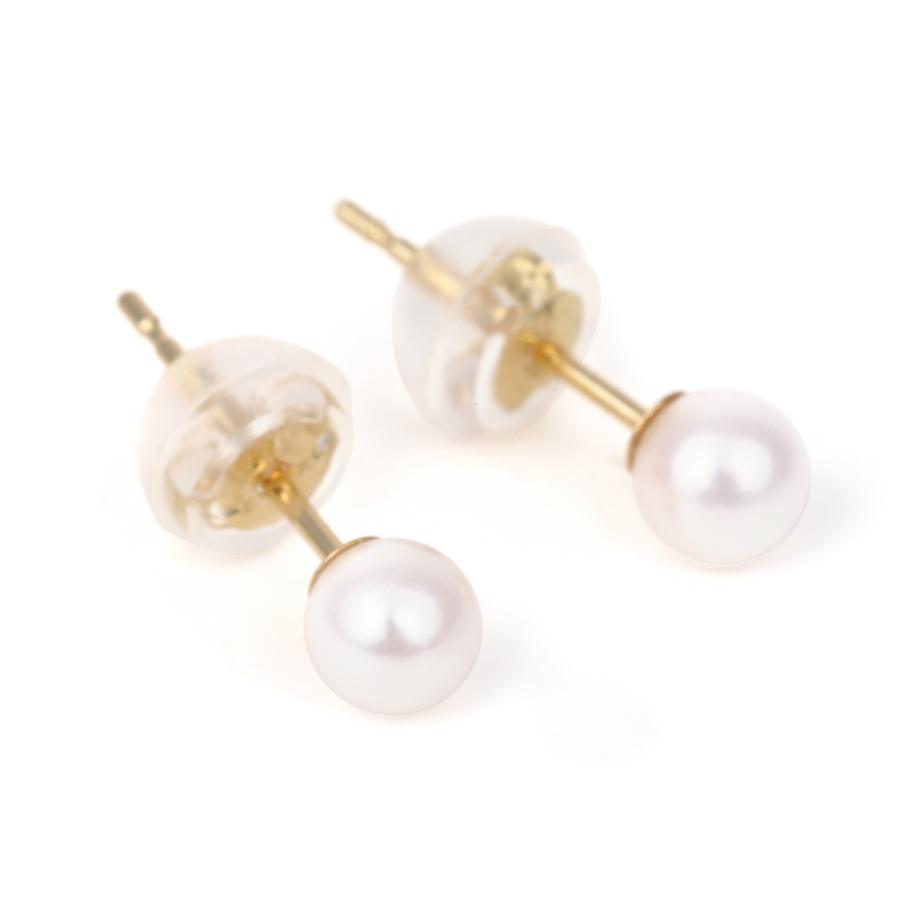 18金 ピアス パール あこや真珠 4mm シンプル アコヤ 両耳