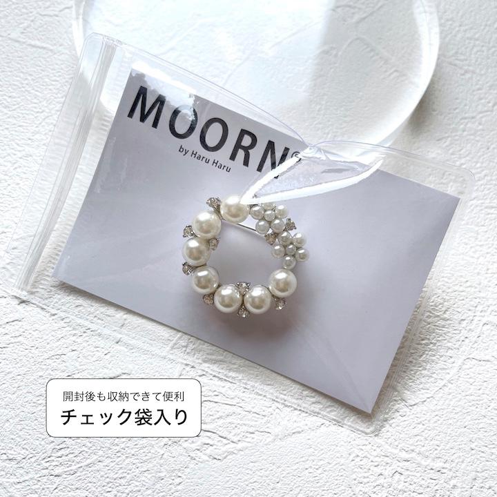 MOORN（モーン） ブローチ レディース パール ラインストーン 中抜き