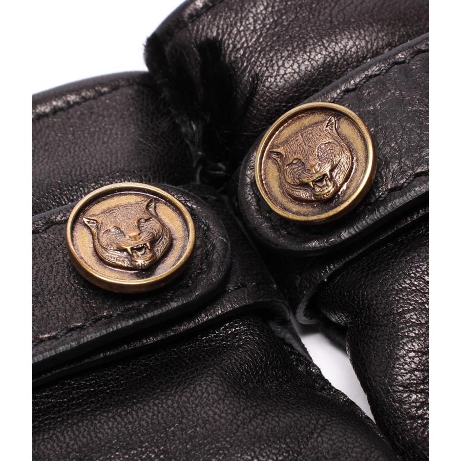 美品 グッチ レザー手袋 グローブ タイガーヘッド メンズ GUCCI 中古