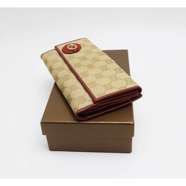 GUCCI（グッチ） 中古品 Wホック二つ折り長財布 GGキャンバス ベージュ