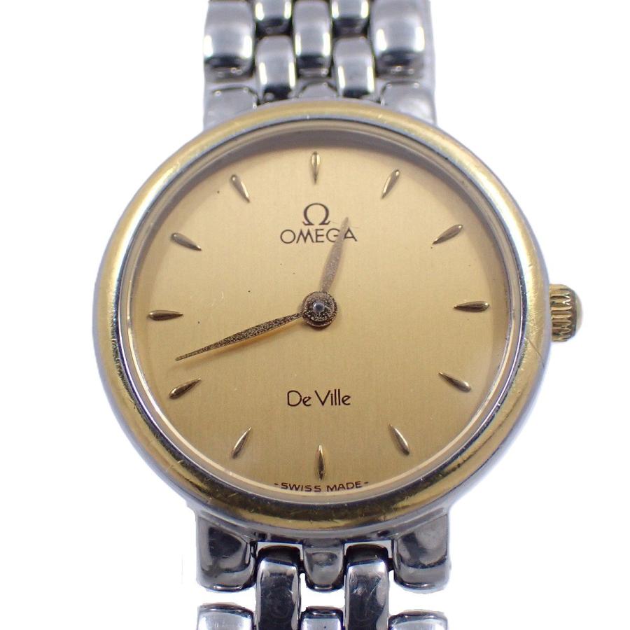 DE VILLE オメガ デビル クォーツ レディース 腕時計 コンビ ゴールド