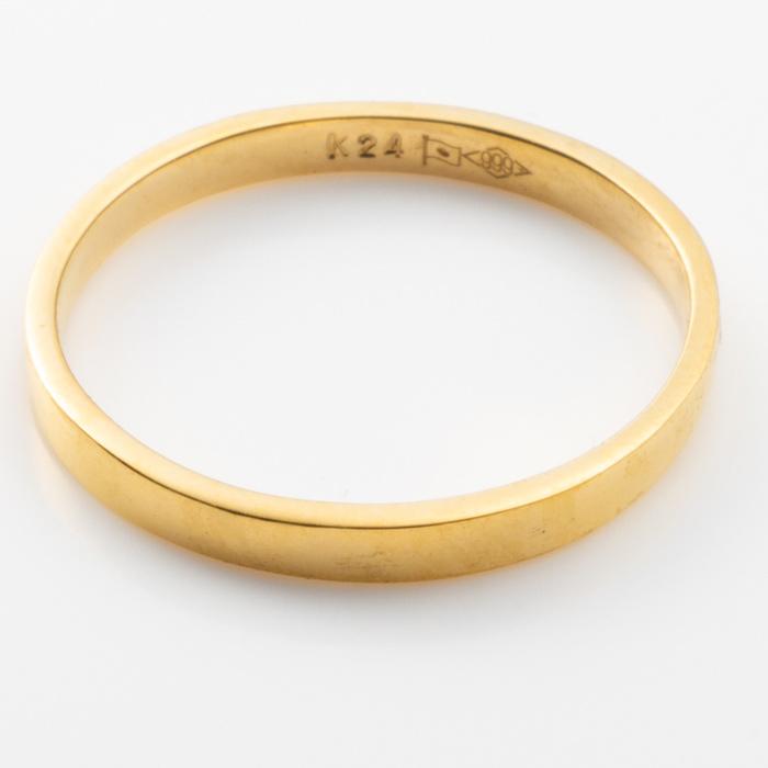 24金 K24 純金 リング 指輪 ゴールド 豪華 平打ち デザイン 約1.8g(10