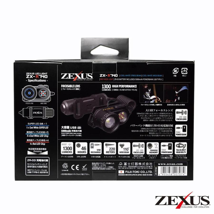 ゼクサス 充電式LEDヘッドライト 1300ルーメン ZEXUS ZX-R740 返品種別