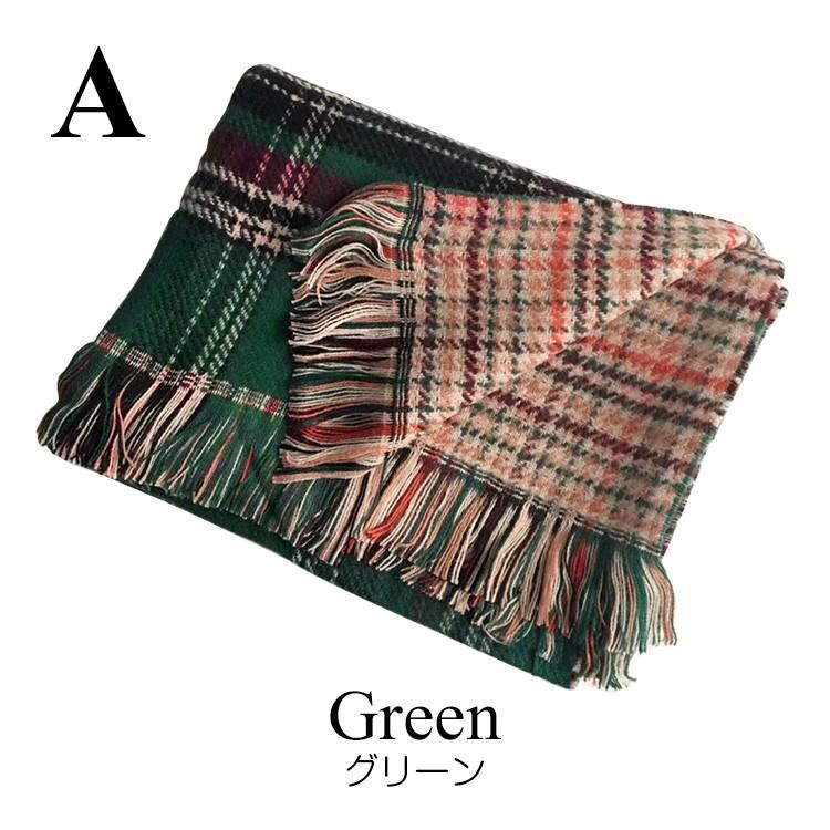 ストール レディース チェック 千鳥格子 マフラー 大判 リバーシブル