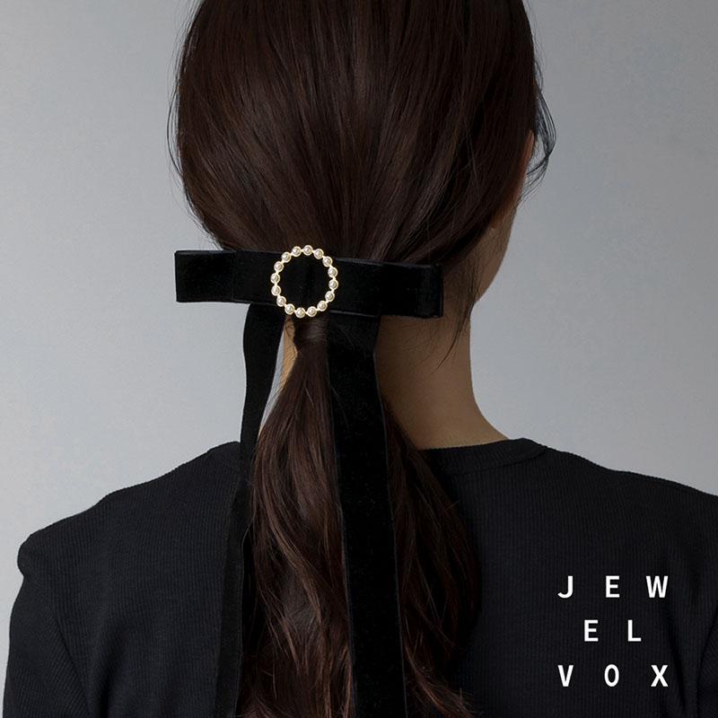 Jewel VOX バレッタ 髪留め リボン パール ヘアアクセサリー 30代 40代