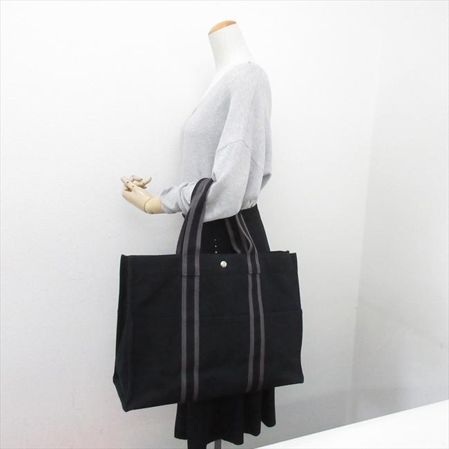 HERMES(エルメス) フールトゥGM トートバッグ 黒 ブラック キャンバス