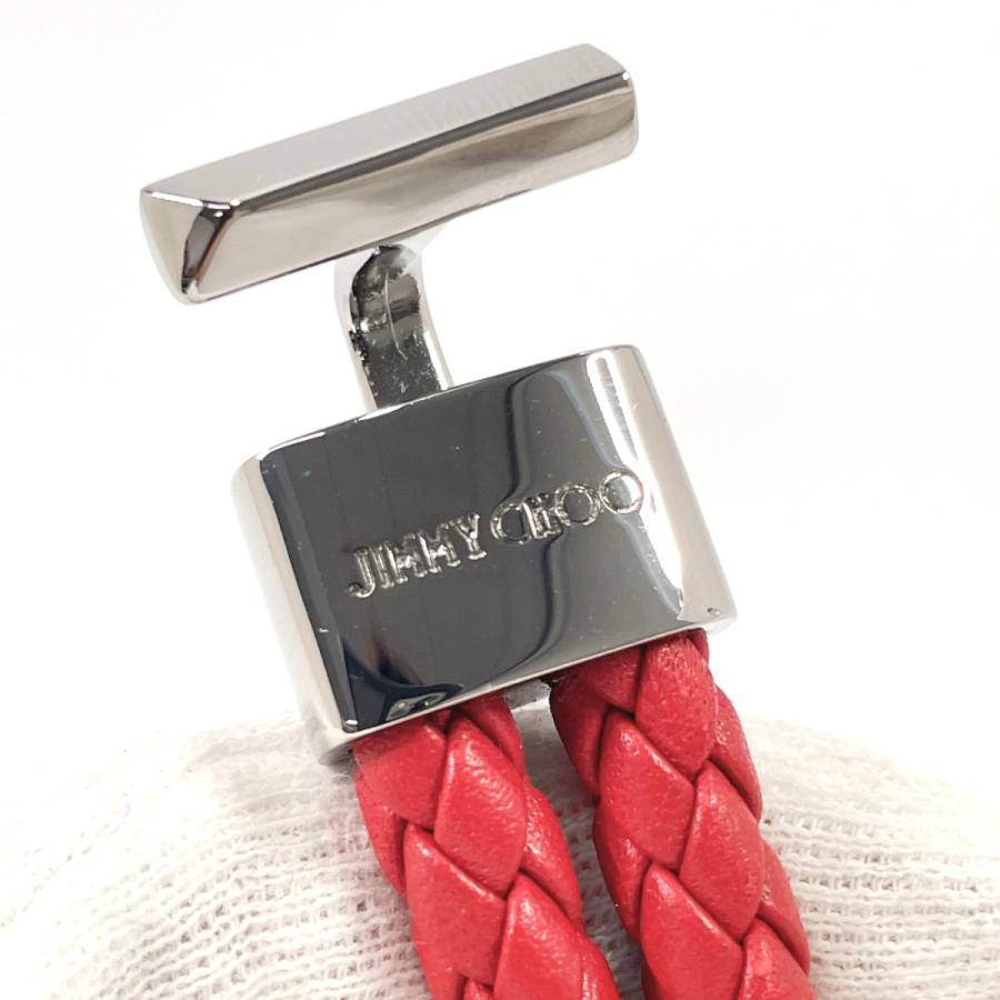 ジミーチュウ JIMMY CHOO ブレスレット バングル レザー レッド