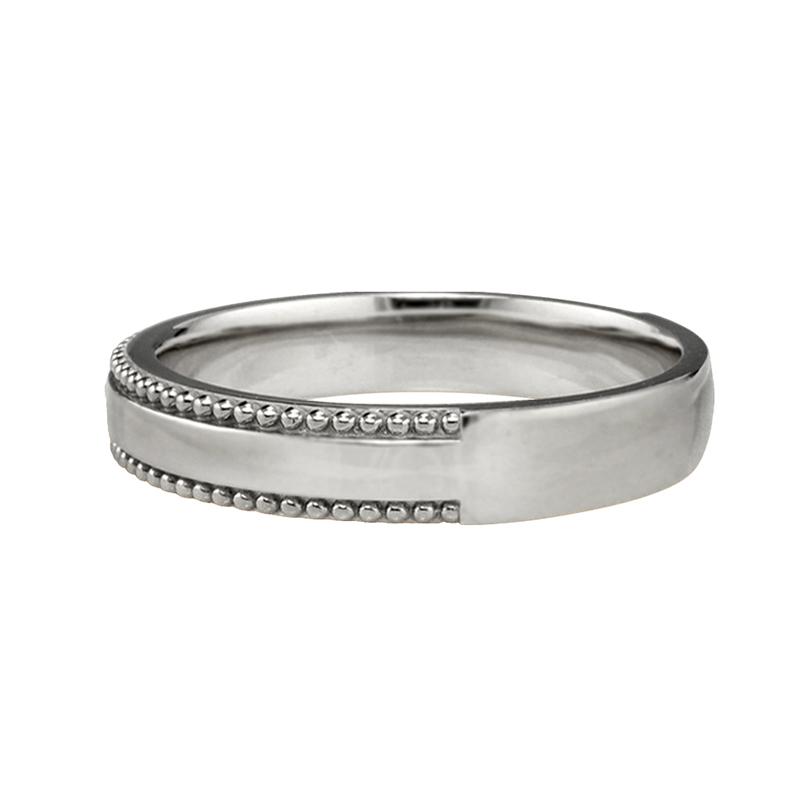 Jewelry i（ジュエリーアイ） ミル打ち リング 4mm幅 プラチナ 指輪
