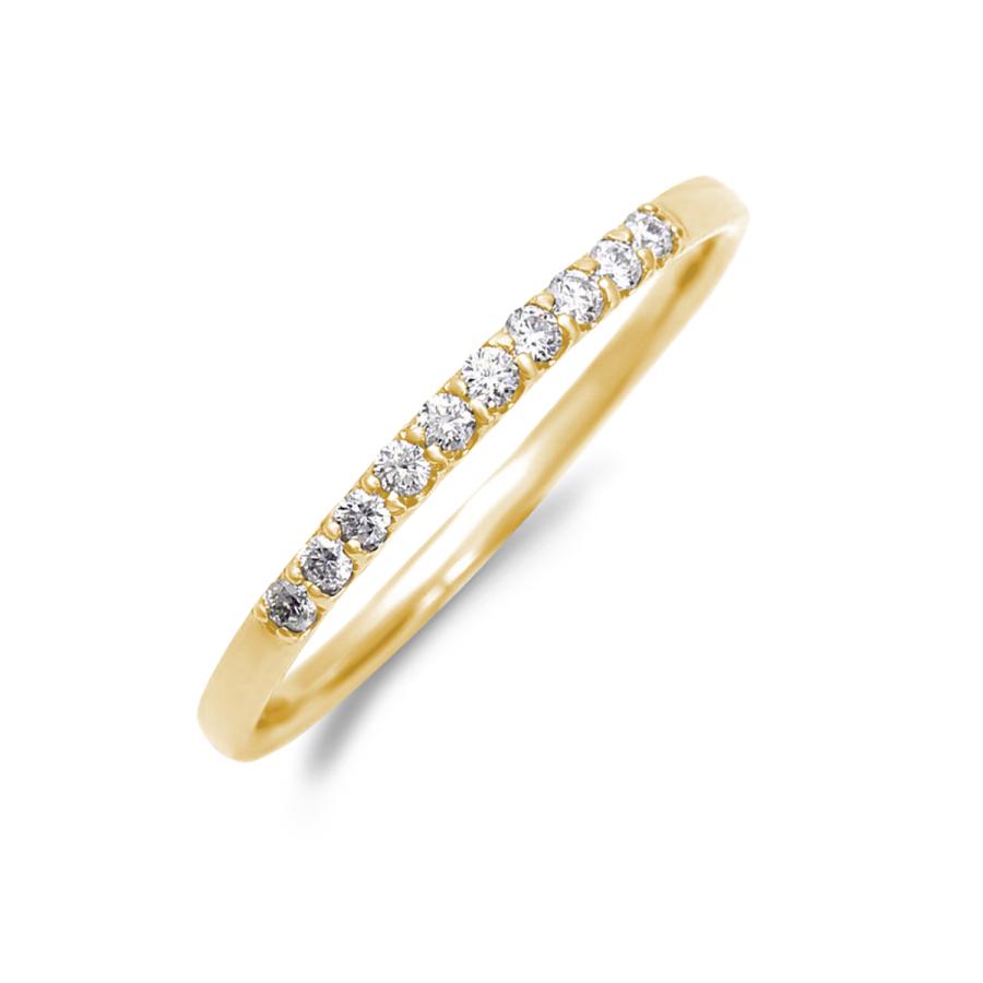 ハーフ エタニティリング ダイヤ 0.1ct 18金 ゴールド K18 YG 指輪
