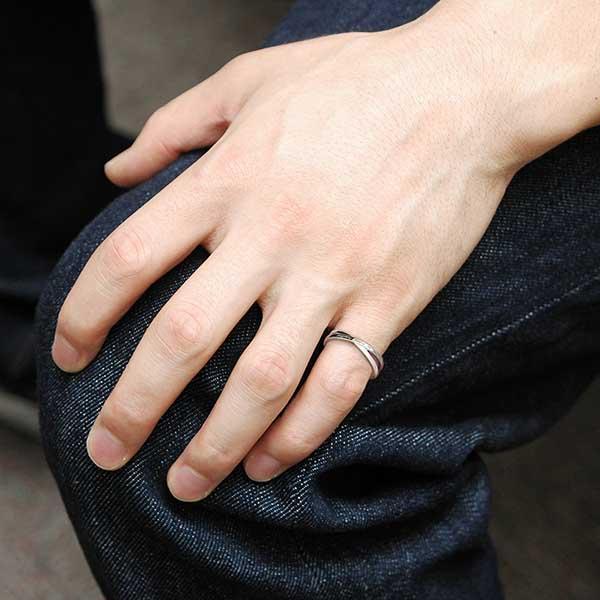 ペアリング 2本セット 結婚指輪 czダイヤモンド カップル シルバー