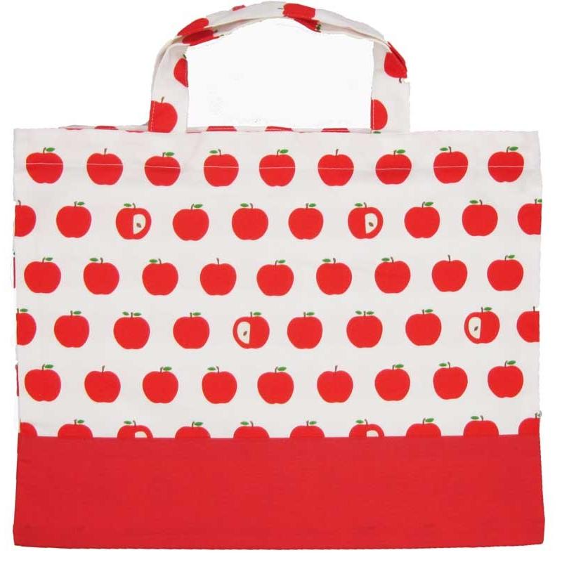 手作り なんでも袋【H28cm×W36cm】 りんご柄 レッスンバッグ 手提げ