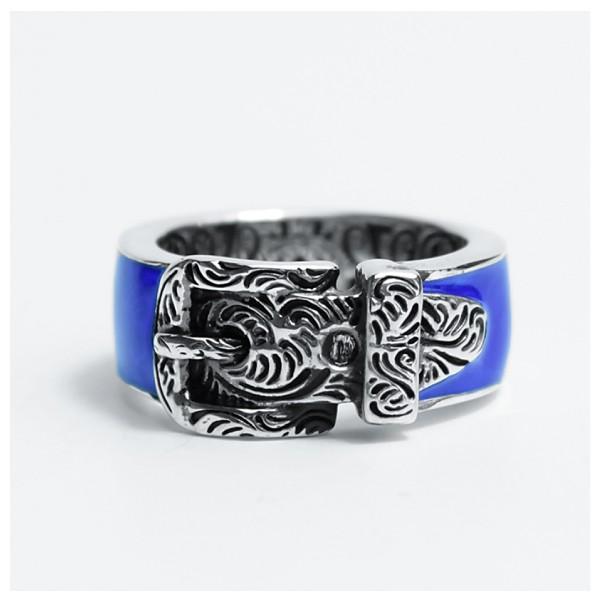 GUCCI（グッチ） ガーデン ブルーエナメルシルバーリング メンズ