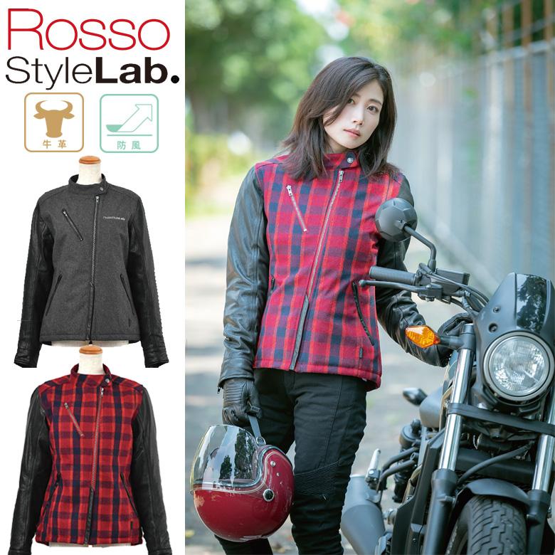 バイクジャケット レディース 冬用 チェック レッド/チャコール 秋冬