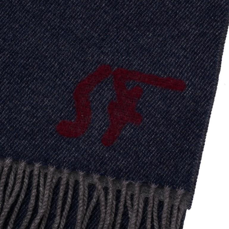 FERRAGAMO（フェラガモ） バイカラースカーフ SFロゴ フリンジ付き