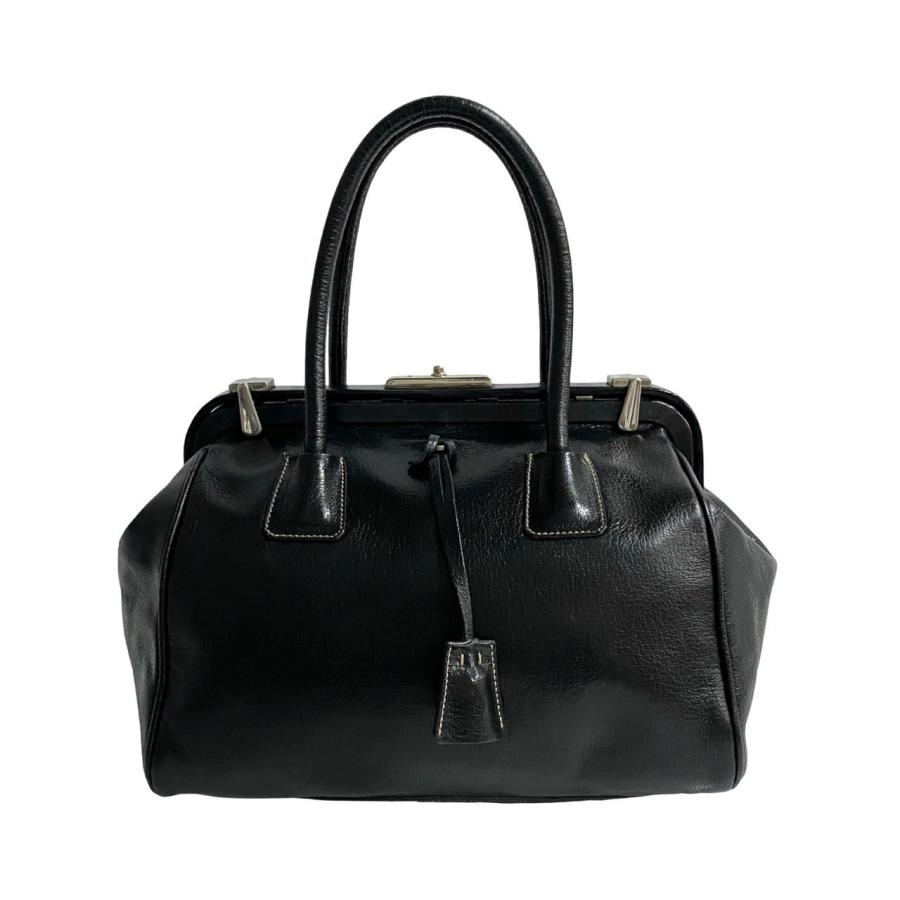 PRADA（プラダ） 極 美品 鍵付き 希少品 ロゴ金具 がま口 レザー 本革