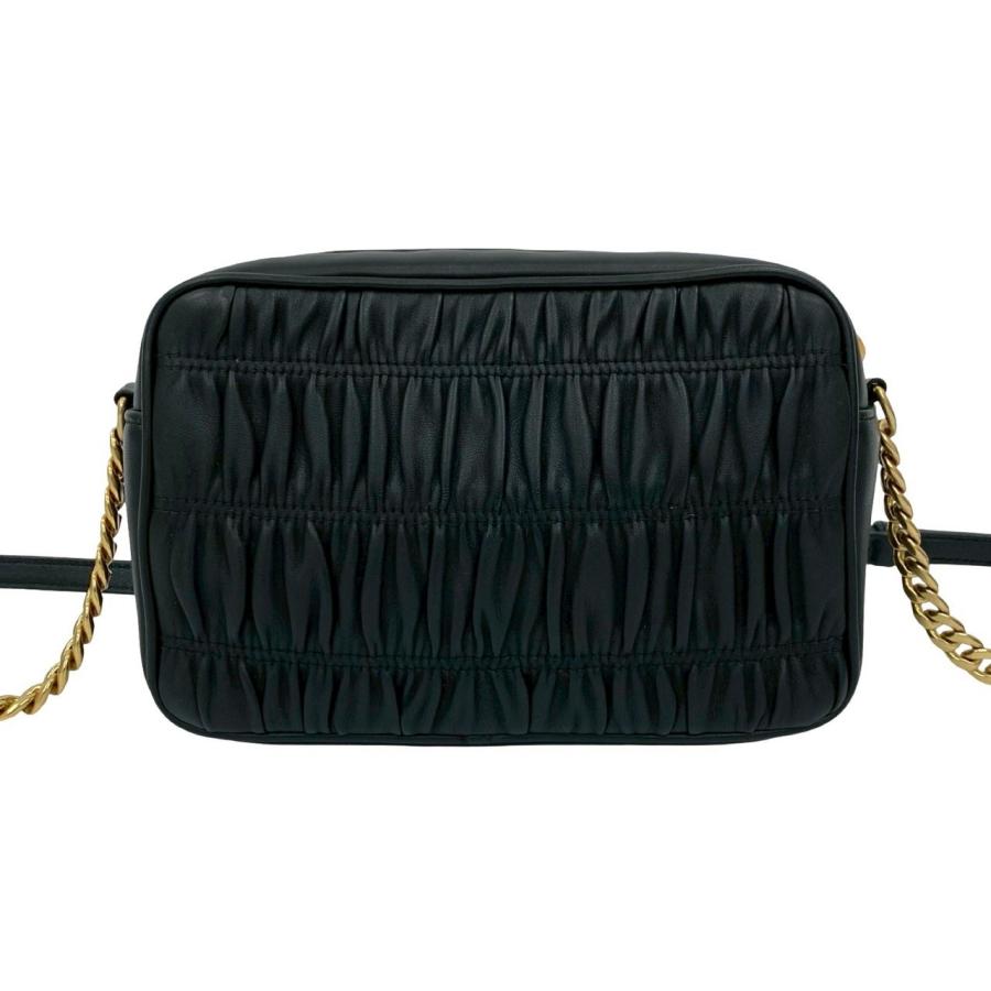 PRADA（プラダ） 極 美品 ゴーフル ロゴ 金具 ギャザー レザー 本革