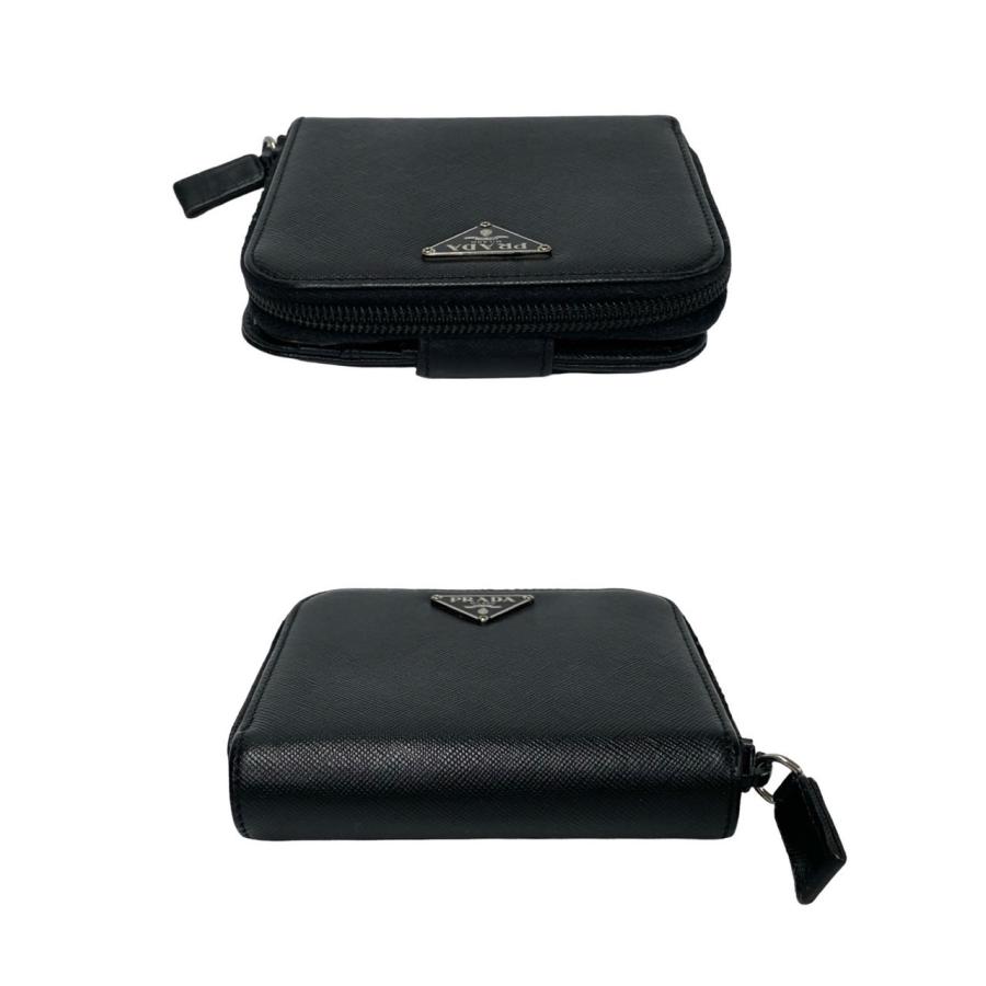 PRADA（プラダ） 極 美品 三角ロゴ 金具 サフィアーノ レザー 二つ折り