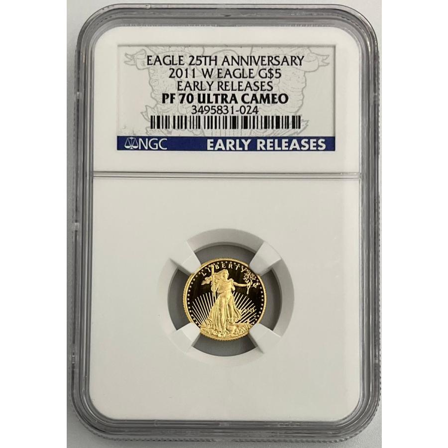 2011年 アメリカ イーグル 金貨 5ドル 1/10oz リバティ NGC社鑑定 PF70