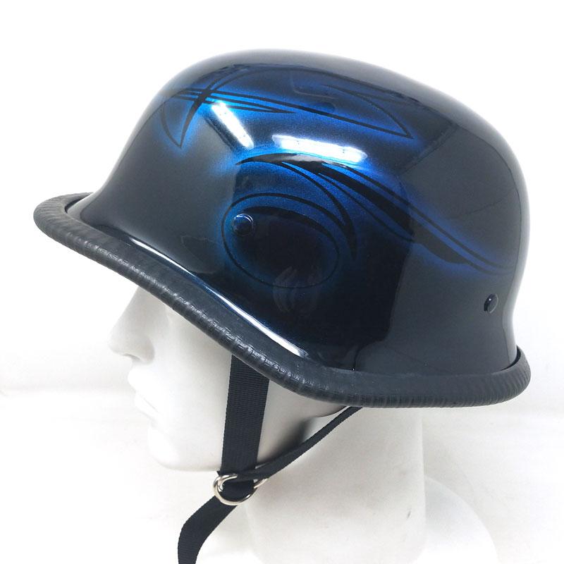 送料無料！装飾用ハーフヘルメット（ジャーマン） PIN STRIPE-BLUE