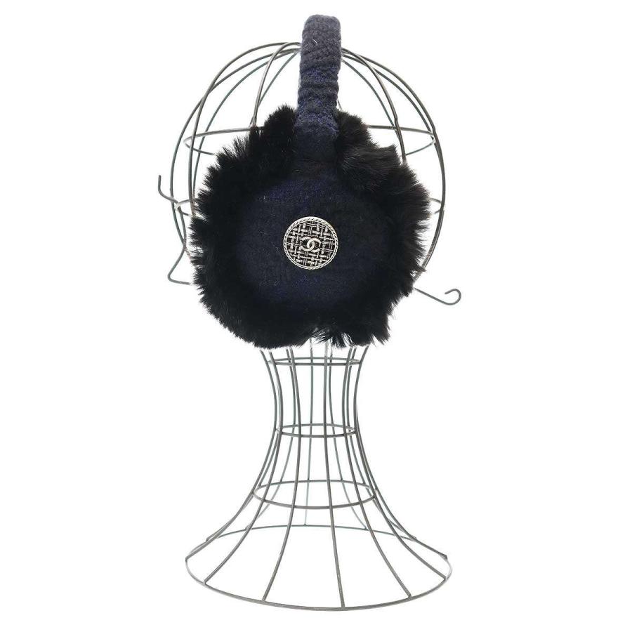 CHANEL（シャネル） ココマーク ツイードファー イヤーマフ ネイビー