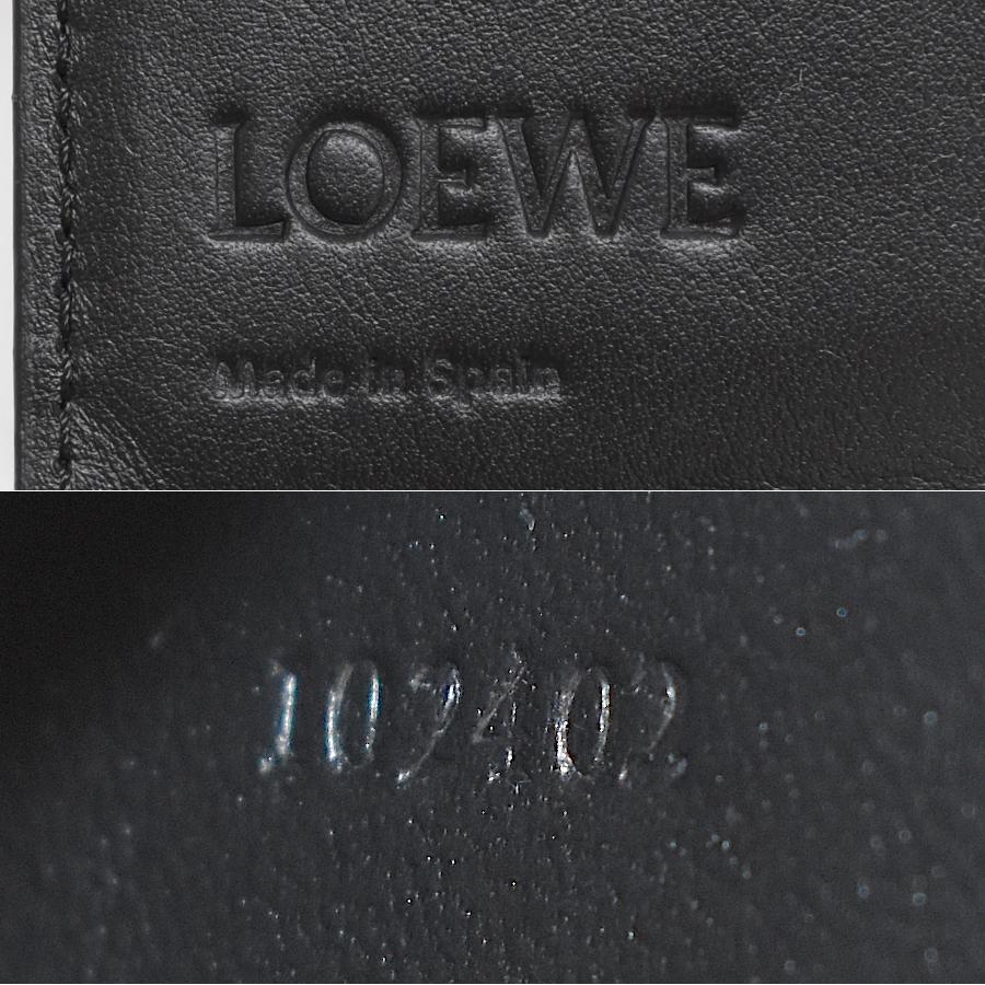 LOEWE（ロエベ） 三つ折り コンパクト財布 アナグラム レザー ブラック
