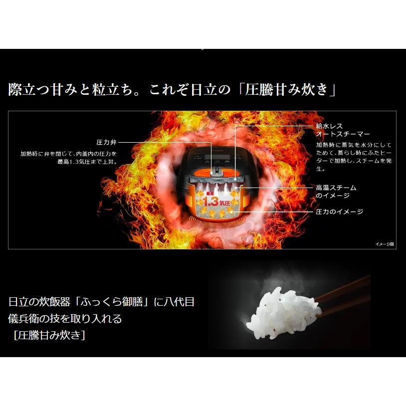 ふっくら御膳 日立 RZ-W100GM-K IH炊飯器 漆黒(ブラック) 圧力