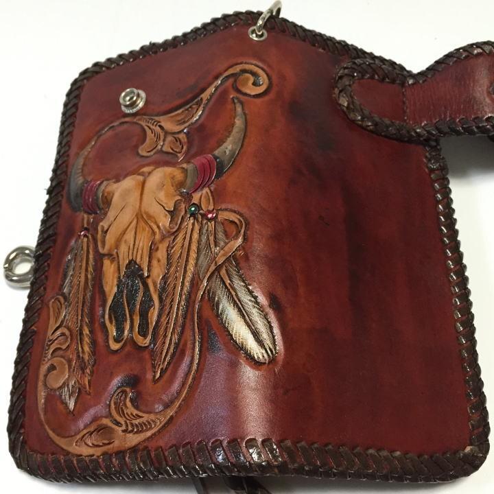 INDIAN（インディアン） レザーカービング長財布 バッファロースカル