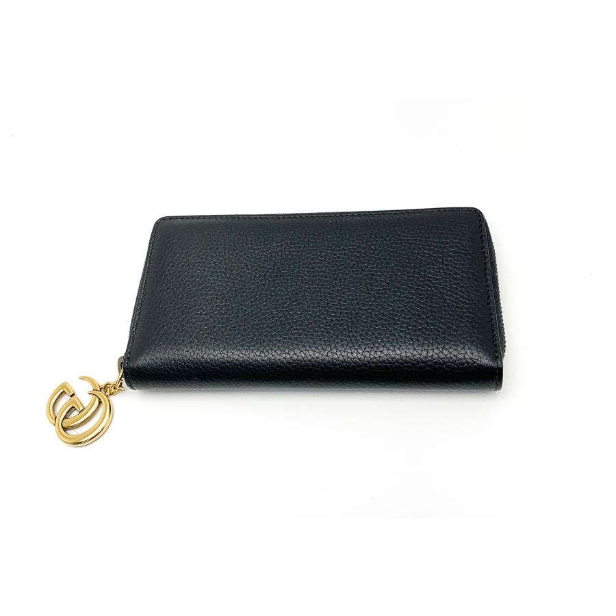 GUCCI（グッチ） GGマーモント 黒 ブラック カーフ ラウンドファスナー