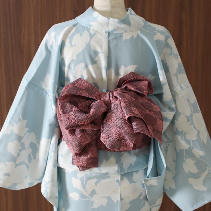 洗える 浴衣 おぼろ朝顔（水色 102-337-004-80）仕立て上がり プレタ