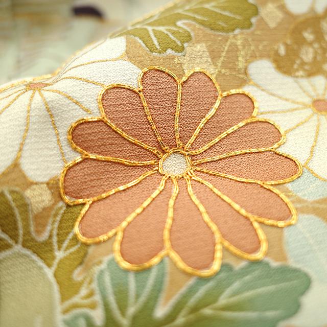 色留袖 袷 着物 作家物 金駒刺繍 金彩加工 手染め 似せ紫色 文箱 比翼