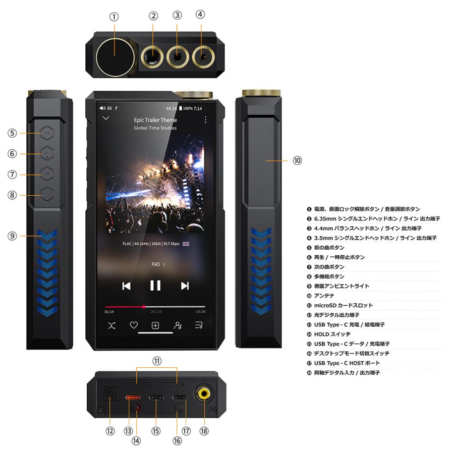 FIIO デジタル オーディオプレーヤー M27 Aluminum Alloy アルミ合金