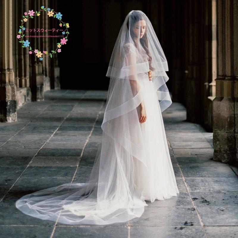 ロングベール ウエディングベール 結婚式 フェイスアップベール 二次会