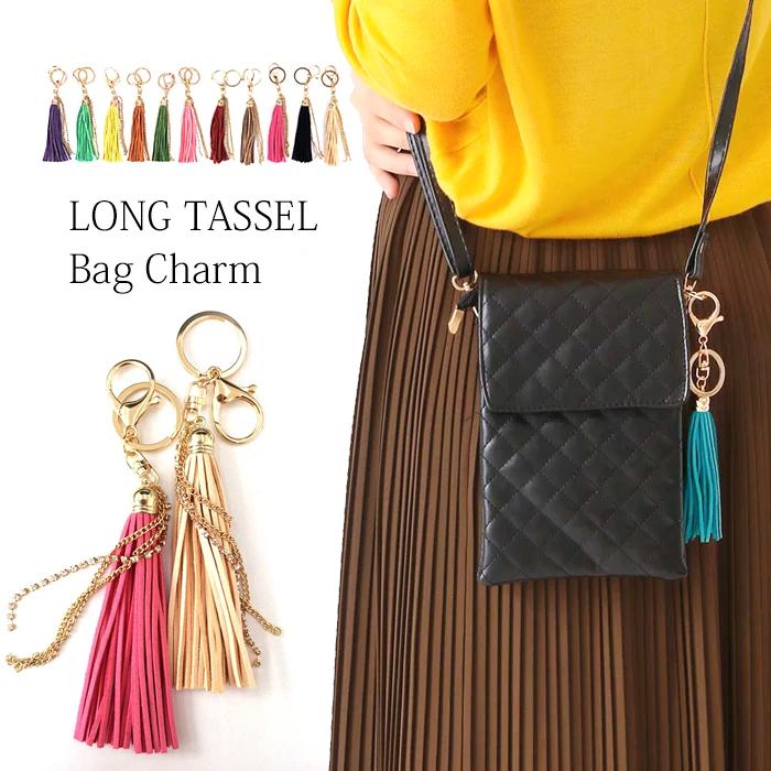 バッグチャーム タッセル キーホルダー フリンジ ラインストーン
