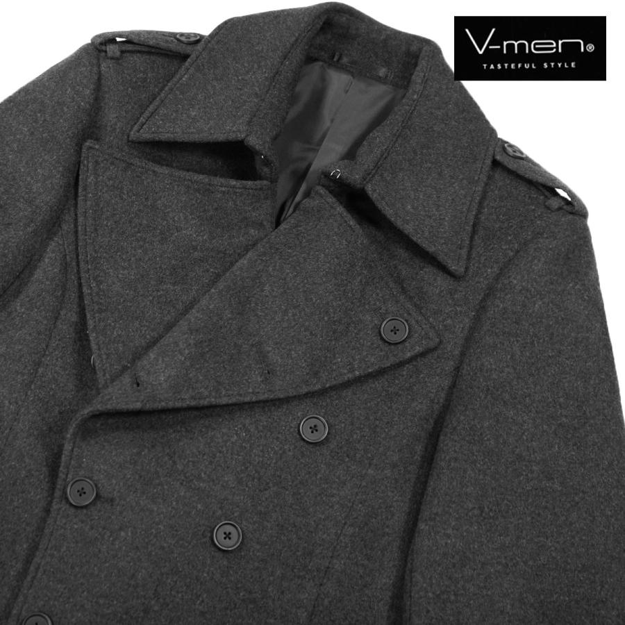 V-men ロングコート ウール カシミヤ ダブル トレンチ ロング 無地