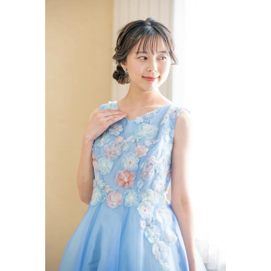 演奏会 ロングドレス 演奏会用ドレス 薔薇刺繍 ノースリーブ フラワー