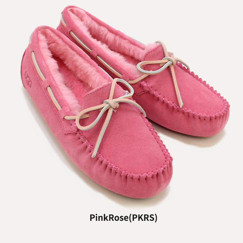 UGGアンスレーボウ モカシン ローファー ピンク ファー スエード 24cm