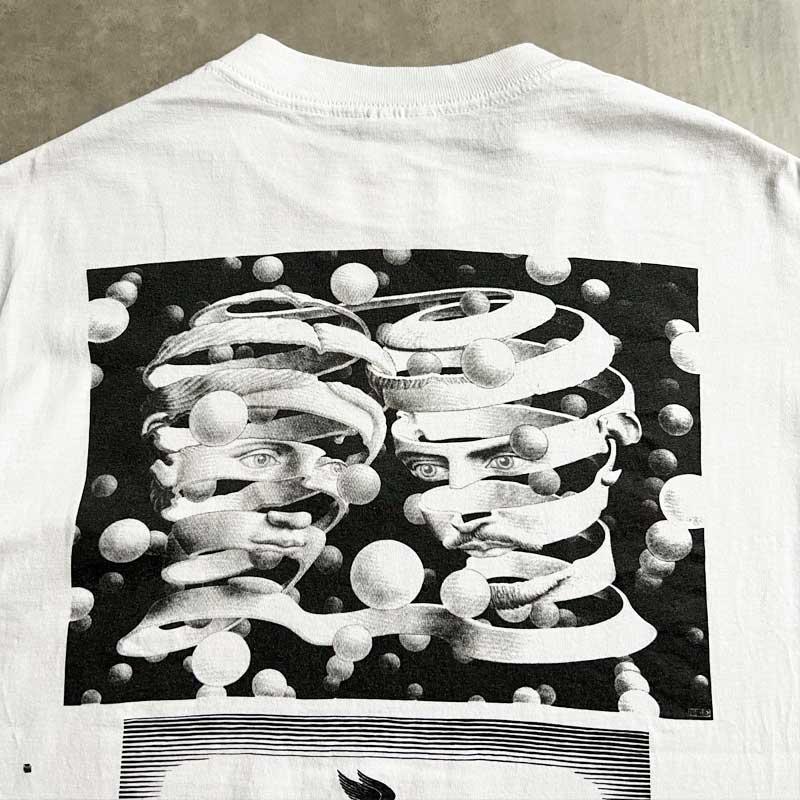 90'S M.C.ESCHER Multi Print T-Shirts Made in USA WHITE/L