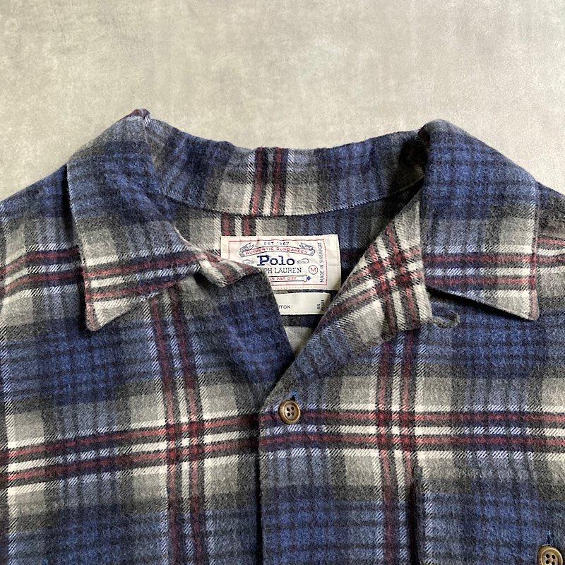 90's Polo Ralph Lauren Open Collar Plaid Print Flannel Shirts