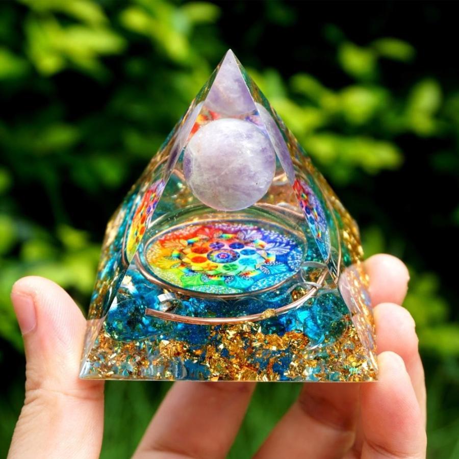 オルゴナイト パワーストーン 6cm アメジスト ブルークォーツ 天然石