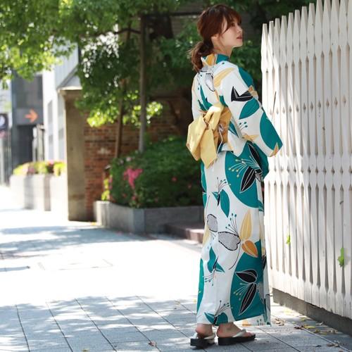 浴衣 レディース セット レトロ 高級変わり織り綿浴衣3点セット「生成