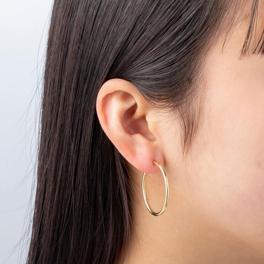 18金 フープピアス メンズ レディース 2mm×30mm K18 18K K18刻印
