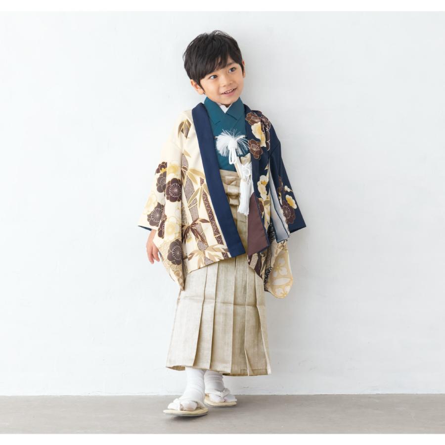七五三 フルセット レンタル 5歳 着物 羽織 男の子 袴セット ネイビー