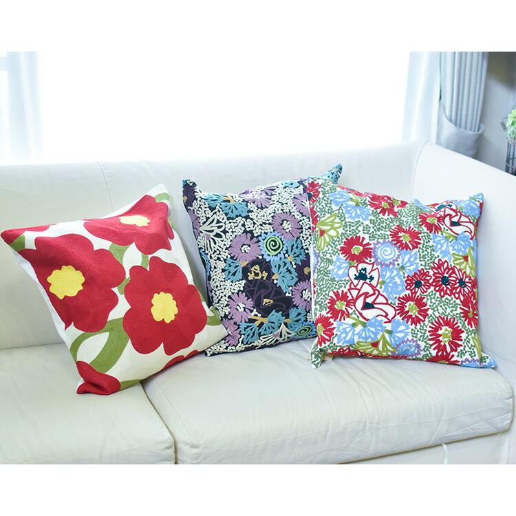 Sybilla（シビラ） クッションカバー 45×45cm Sybilla 刺繍 北欧 花柄
