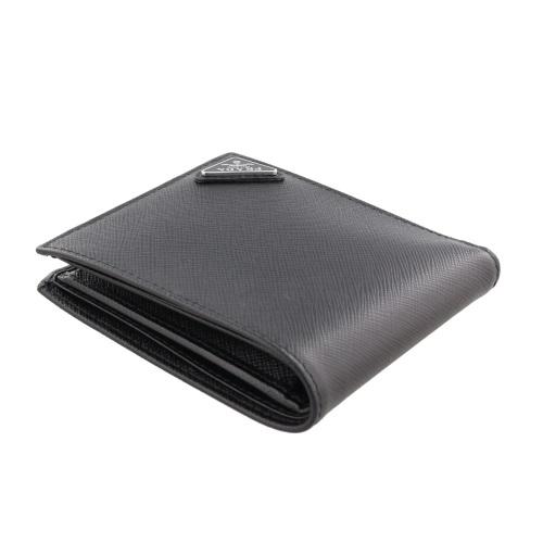 プラダ 二つ折り財布 メンズ SAFFIANO TRIANGOLO ブラック PRADA