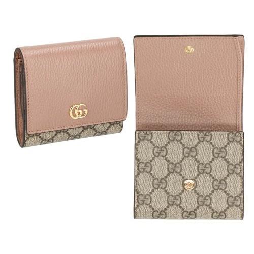 GUCCI（グッチ） 二つ折り財布 レディース GGマーモント ピンク 598587