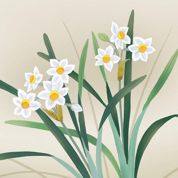 色紙絵 四季絵 花鳥画 水仙 K1-25D : さくらソレイユ - 通販 - Yahoo
