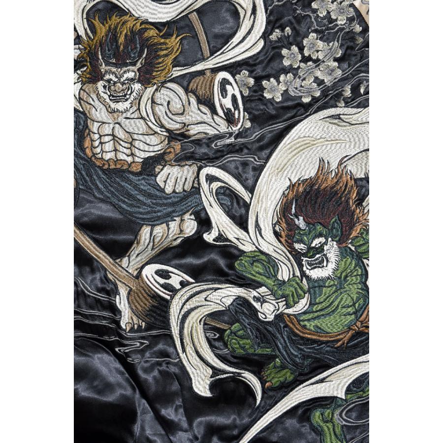 粋 鬼風神雷神リバーシブルスカジャン 絡繰魂 254803 和柄 和風 刺繍